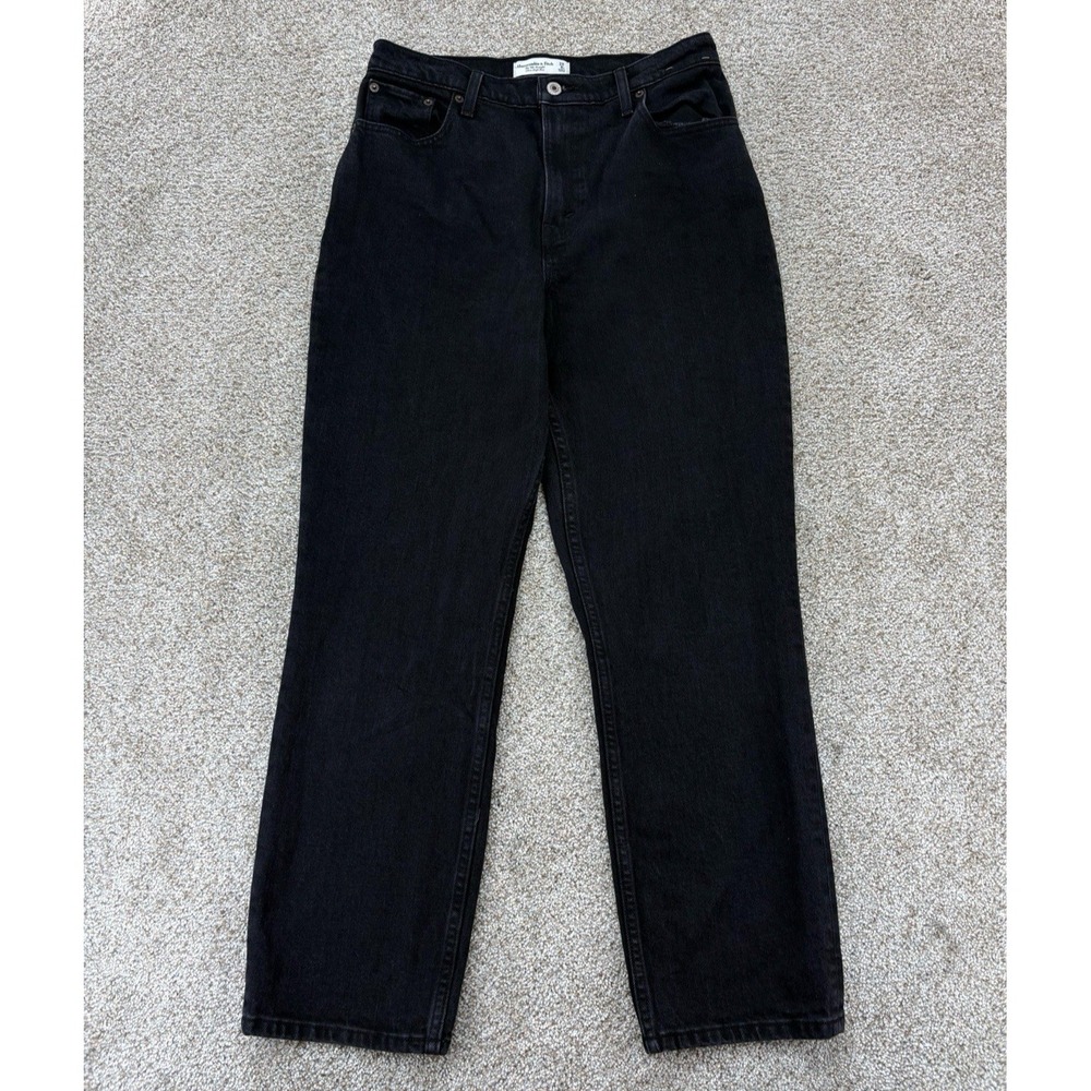 Abercrombie & Fitch Curve Love The 90s Straight Ultra HR Jeans 29/8s Black Denim